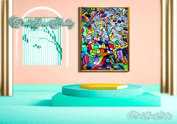 Cubic Elevation New Rare Luxurious Visual Dimensionalism Painting Dallas TX PinkSpaceGallery.com