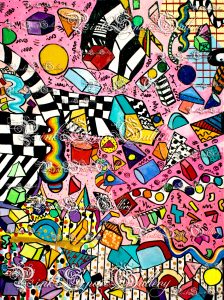 Falling Objects in Space Luxurious Exotic Painting Yasha Marshall Pink Space Gallery