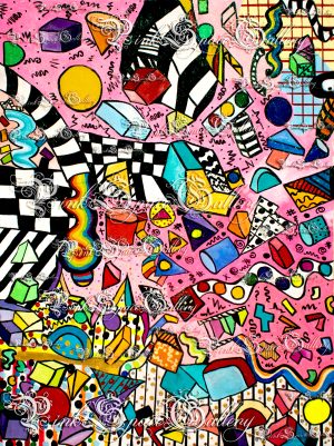 Falling Objects in Space Luxurious Exotic Painting Yasha Marshall Pink Space Gallery