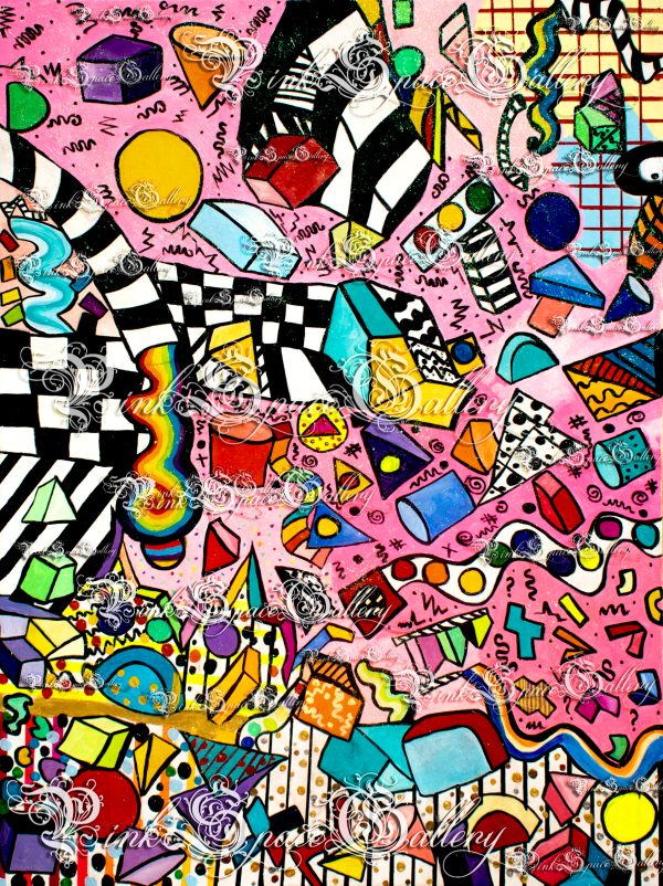 Falling Objects in Space Luxurious Exotic Painting Yasha Marshall Pink Space Gallery