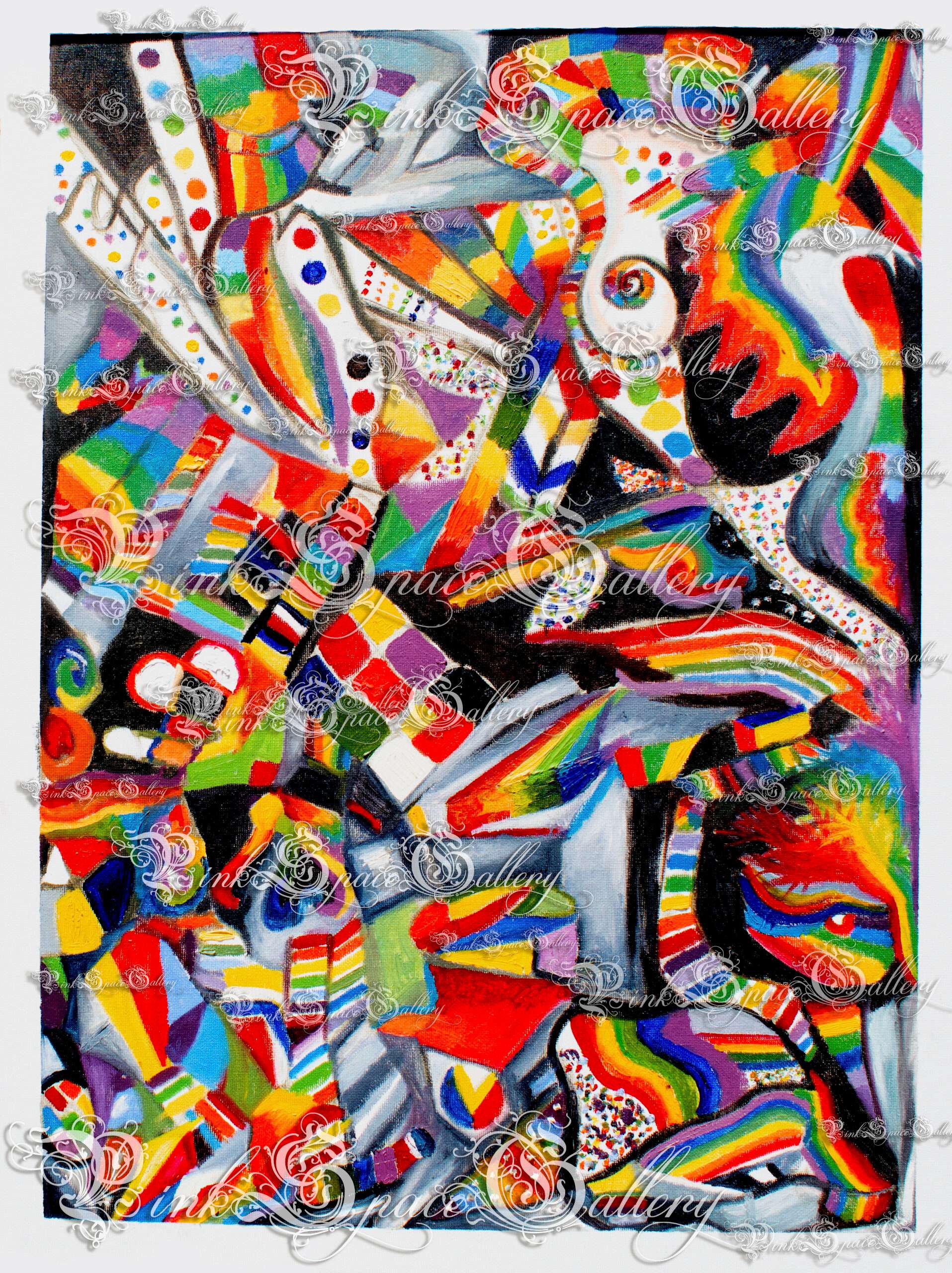 Luxury Oil Painting Jazz Sounds by Yasha Marshall Pink Space Gallery Original Wall Art