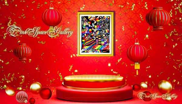 Unique Rare Luxurious Royal Visual Dimensionalism Painting "Roll The Dice" by YashaTheArtist at PinkSpaceGallery.com