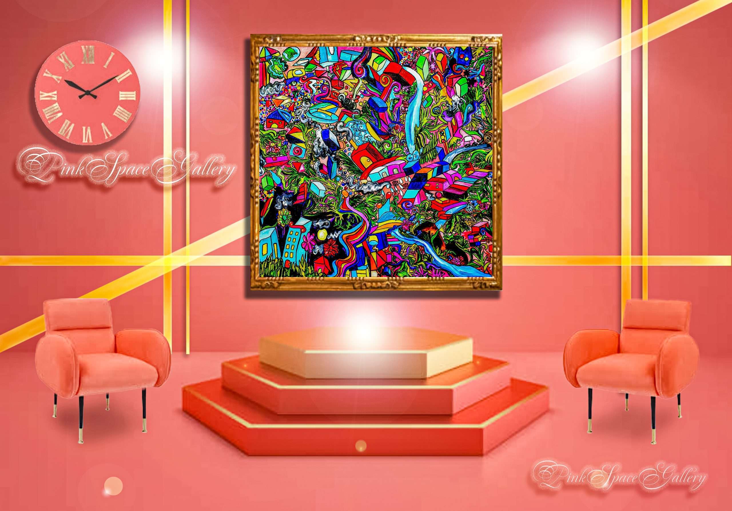 Luxury Acrylic Painting Visual Dimensionalism PinkSpaceGallery.com