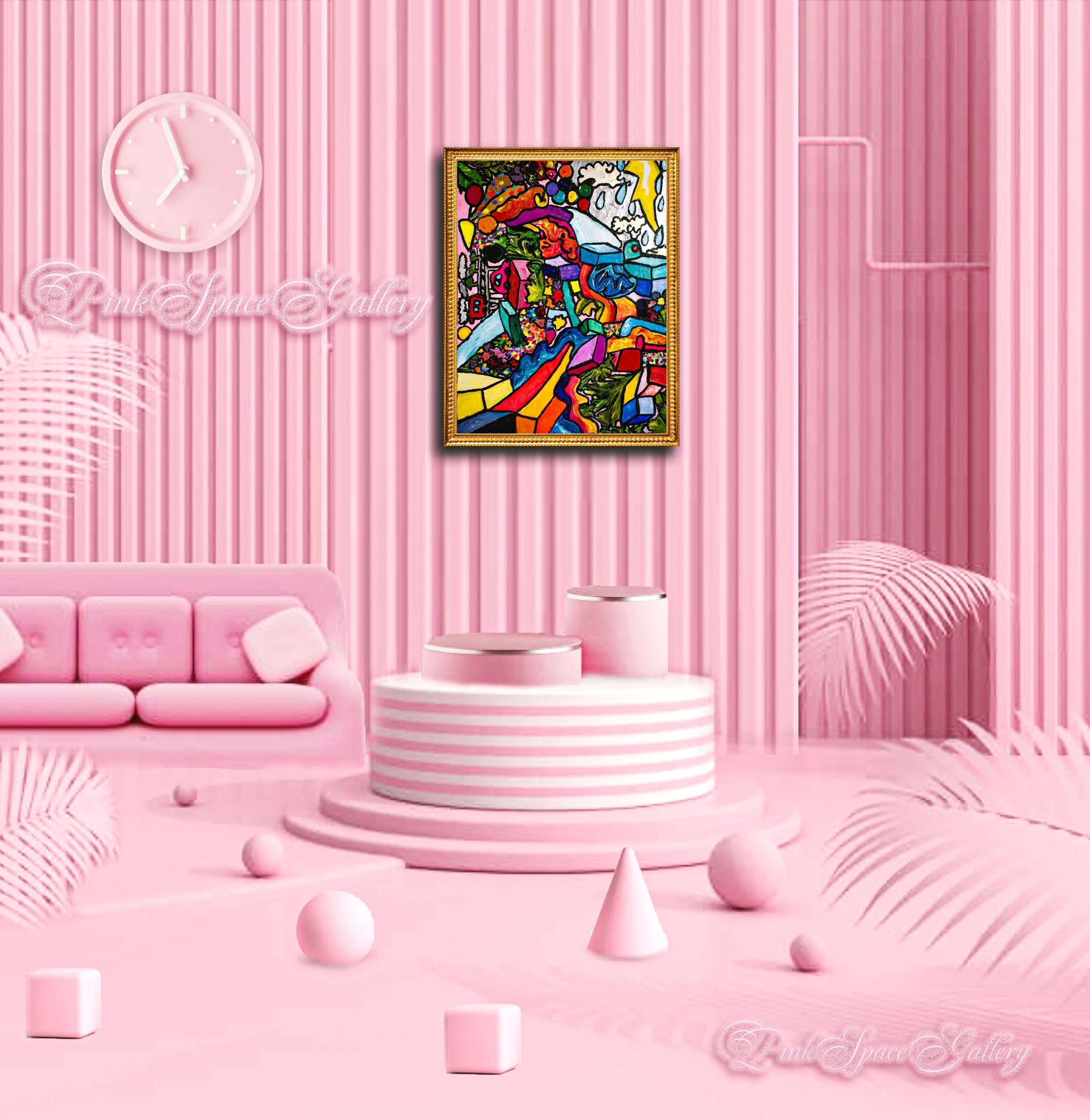 Luxury Pink Painting Thunder Cloud Visual DimenSionalism Dallas TX