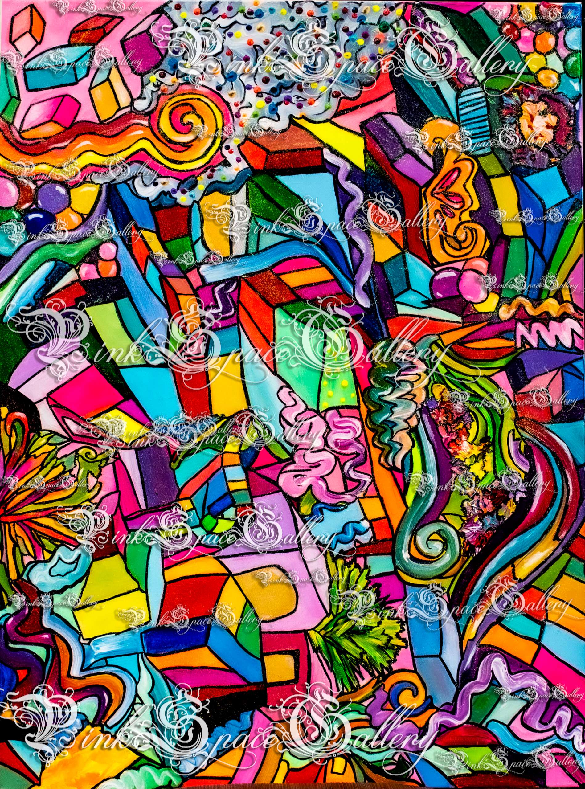 Candy Floss Original Acrylic Painting Luxury Art Yasha Marshall Pink Space Gallery